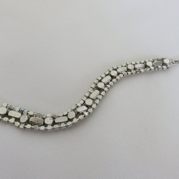 Rhinestone and Silvertone Bracelet 7"...................1224 - Picture 4 of 6